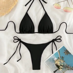 Women Thong Bikini Set Side Lace-up Sexy Swimsuit