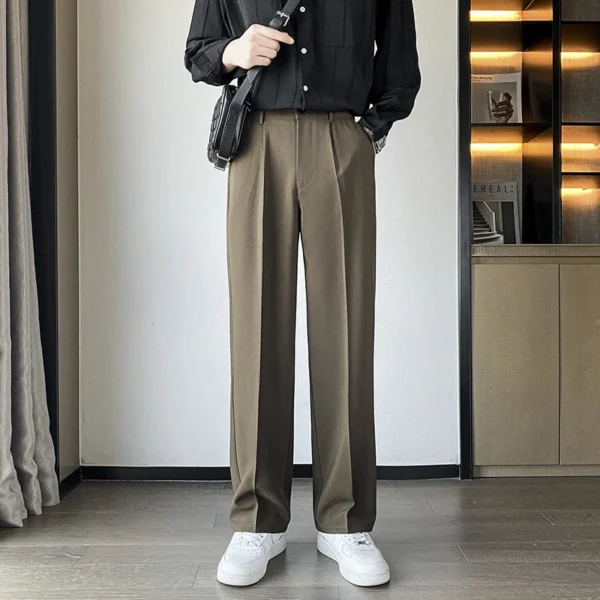 Spring Men Suit Pants Wide Leg Long Drape Trousers - Image 3