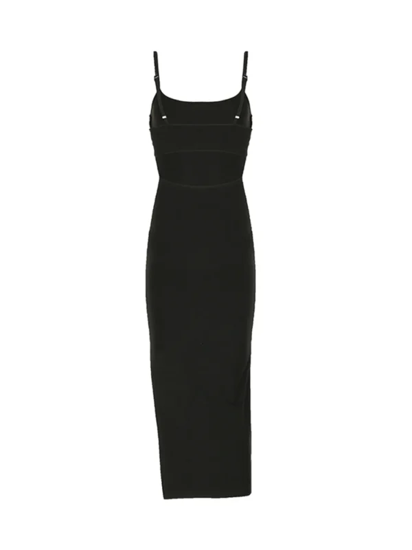Solid Backless Split Sexy Adjustable Strap Long Dress - Image 5
