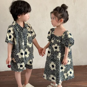 Baby Girl's Dress Short Sleeve Casual Boy's Two Piece Suit