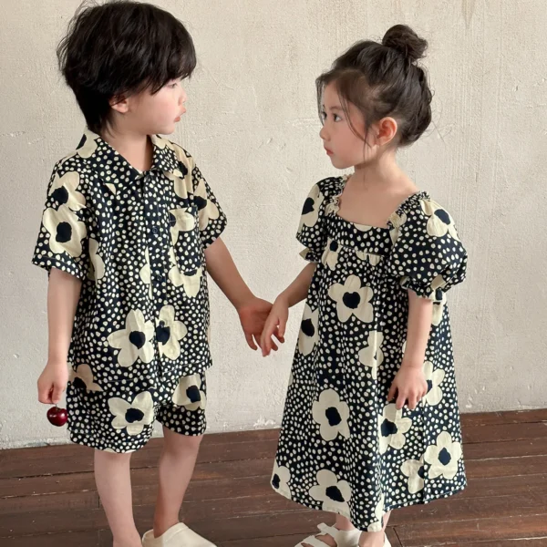 Baby Girl's Dress Short Sleeve Casual Boy's Two Piece Suit