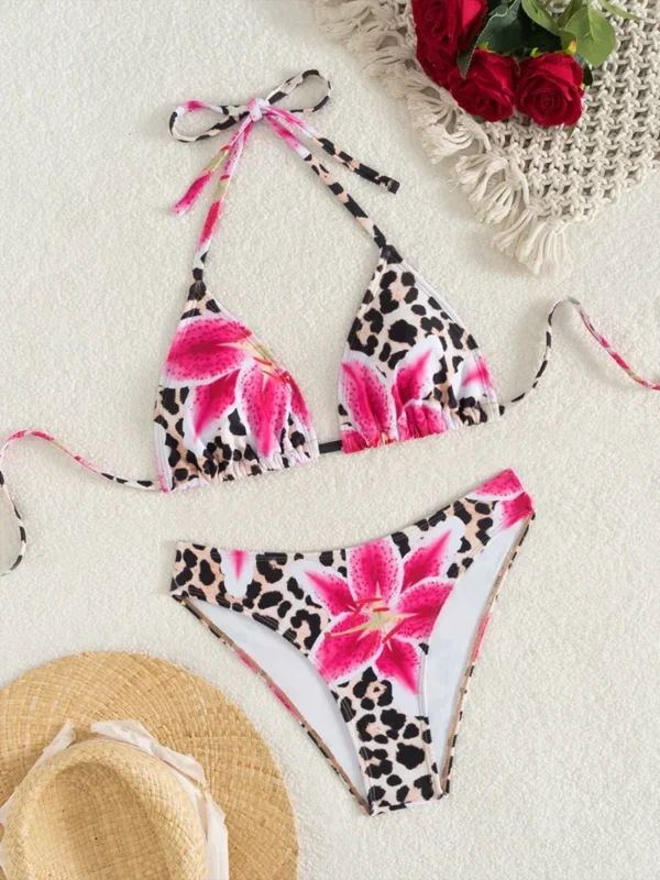 2025 New Summer Swimwear Bikini Set Sexy Print Backless Bikini - Image 3