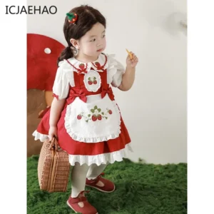 Strawberry Embroidery Dresses Spanish Princess