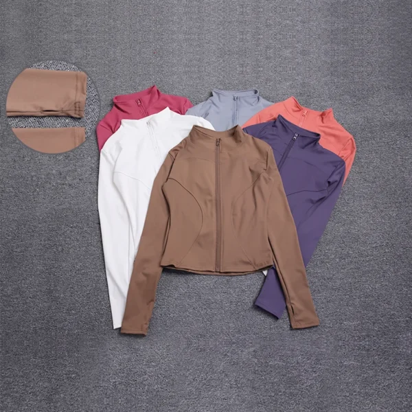 Women Sport Jacket Long Sleeve Shirt Workout Coat - Image 2