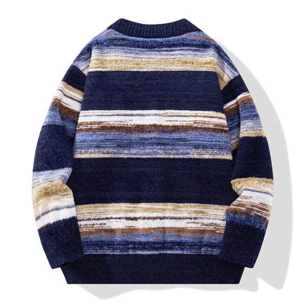 Retro Lazy Striped Cardigan Sweater Coat unisex - Image 4