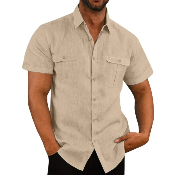 Shirts Stand-Up Collar Casual Beach Style Plus Shirt - Image 2