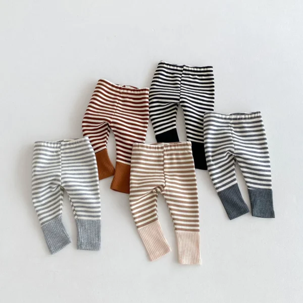 Baby Boy Girls Candy Color Leggings Splice Striped Pants