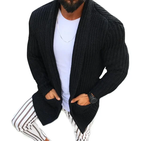 Slim Fit Long Sleeve Cardigan Polo Knit Top Sweater Men - Image 5