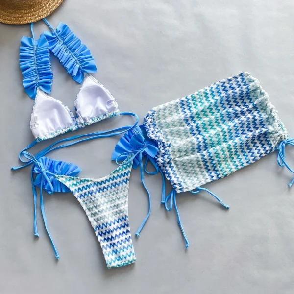 Women Skirt Beachwear Sexy Halter Backless Swimwear - Image 2