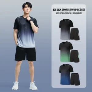 Fitness Clothes Men's Ice Silk Quick-Dry Sportswear Set