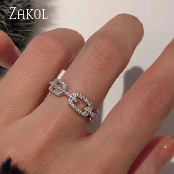 Fashion Cuban Link Chain Ring Engagement Jewelry - Image 3