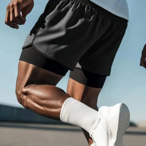 Men's Two-in-one Sports Shorts Quick-drying Double Shorts 