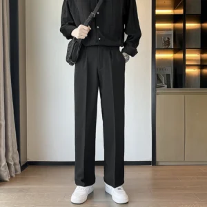 Spring Men Suit Pants Wide Leg Long Drape Trousers