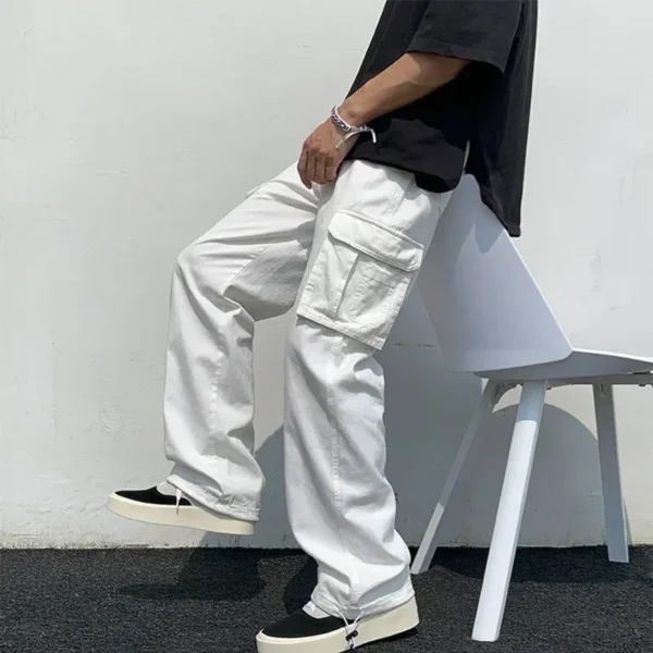 Black/white Pants Men Streetwear Cargo Trousers - Image 3