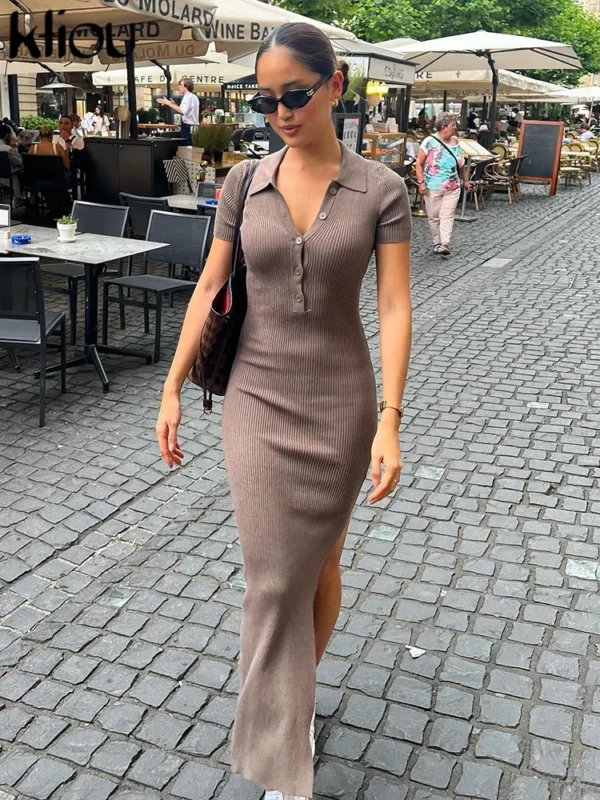 Elegant Collared Maxi Dress - Image 2