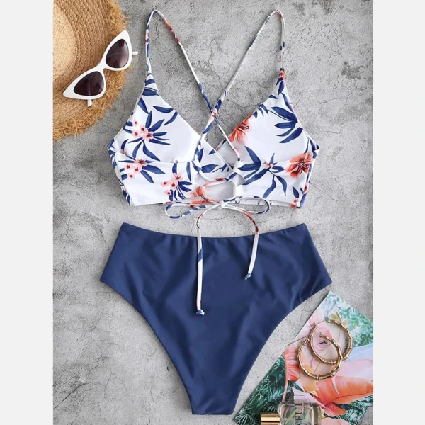 Woman Swimsuits Print Bikini Set Sexy Backless Thong - Image 6
