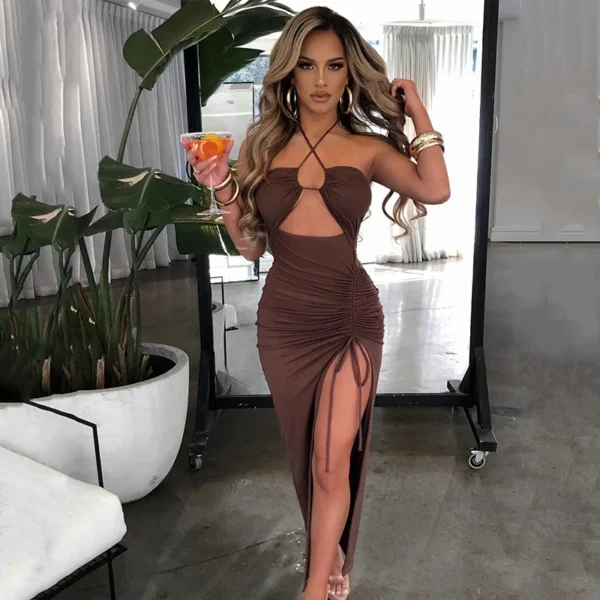 Sexy Slim Backless Midi Bodycon Dress - Image 3
