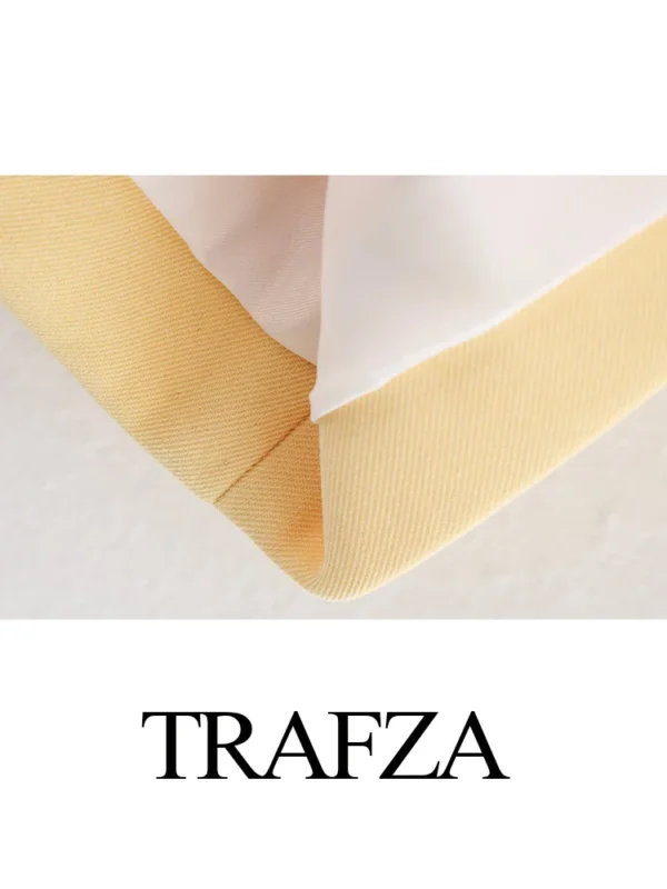 TRAFZA 2025 Elegant Women's Yellow Slim Blazer Jacket - Image 6