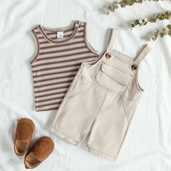Baby Boys/ Girls Suits Girl's Striped Sleeveless Vest