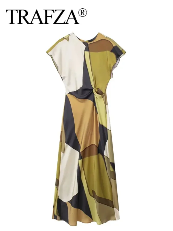 Vintage Print Cinched Midi Dress - Image 5