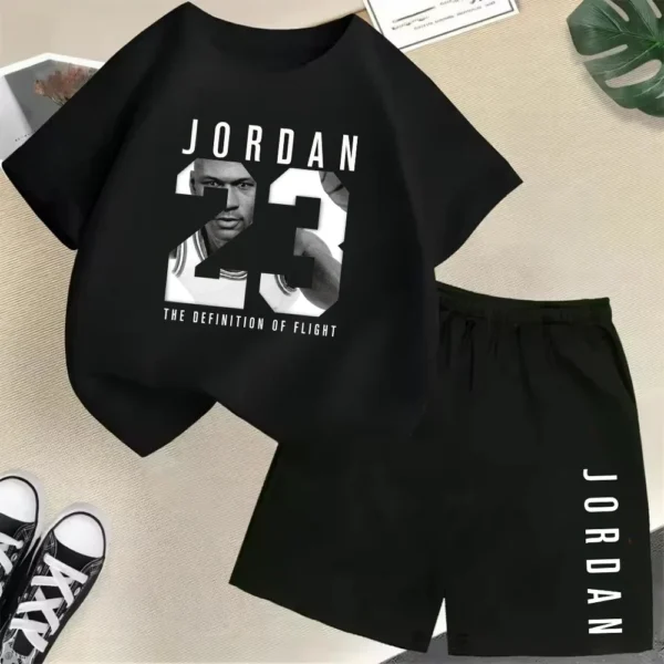 Children Short Sleeve T-shirt+Shorts 2pcs Set Kids Boys Girls - Image 4
