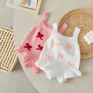 Suefunskry Baby Girl Overalls, Sleeveless Bows