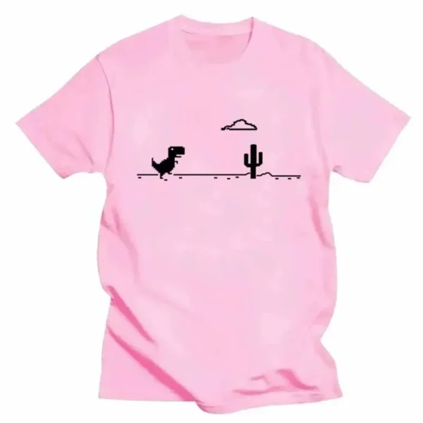Mosaic Game Cactus Little Dinosaur Prints Men T-Shirts - Image 3