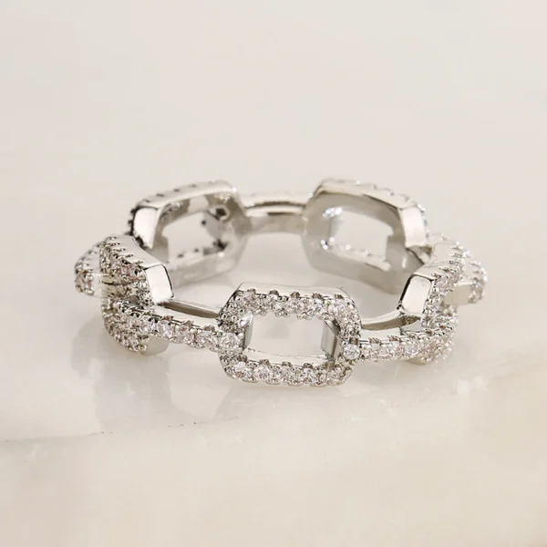 Fashion Cuban Link Chain Ring Engagement Jewelry - Image 4