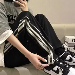 Extended Ice Silk Pants Straight Black Men's