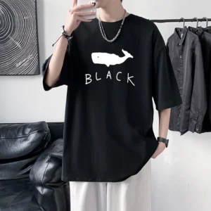 Men's Pure Cotton T-Shirt Loose round Neck Casual Top