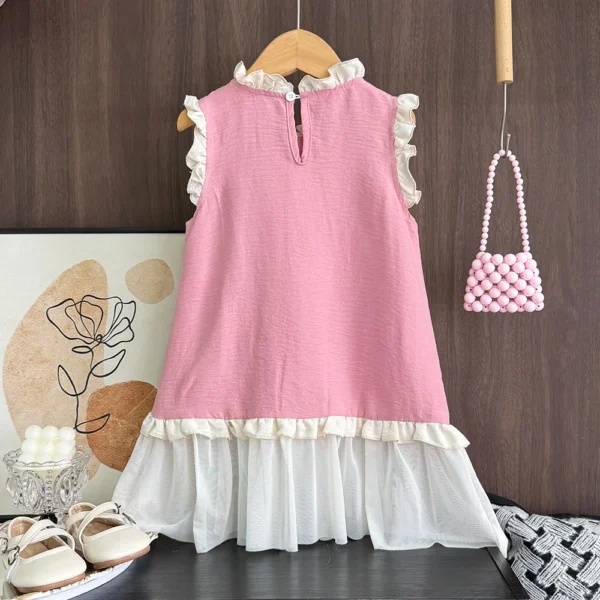 Girls Pink Ruffle Lace Princess Dress Children Clothes - Image 2