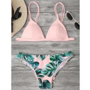 Leaves Print Bikinis Set For Women Swimwear