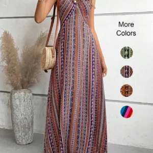 Summer Ethnic Backless Split Thigh Boho Long Dress