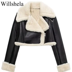 Willshela Women Fashion Solid Front Zipper Jackets Vintage