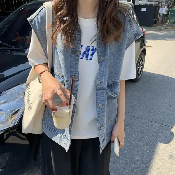 Loose Korean Style Denim Jacket Women's Casual Sleeveless - Image 2