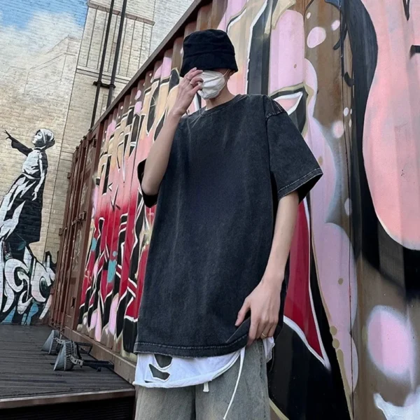 230G Cotton Retro T-shirt Drop-shoulder Sleeve - Image 3