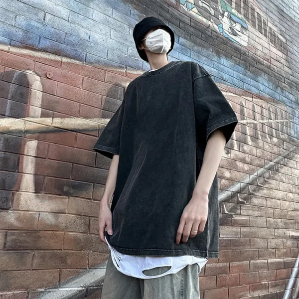 230G Cotton Retro T-shirt Drop-shoulder Sleeve - Image 2
