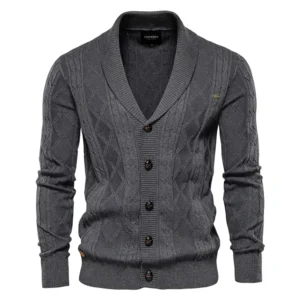 AIOPESON Cotton Argyle Cardigan Men Casual Single