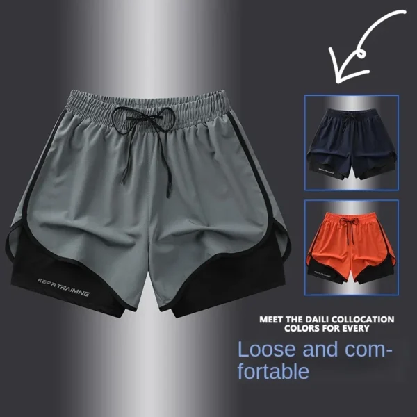 Sports Three Piece Pants Double layered Sports Shorts - Image 6