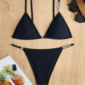 Sexy Ladies Bikini Set Pure Color Separate Diamond