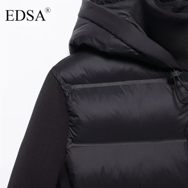 EDSA Women Black Padded Jacket Adjustable Hood - Image 4