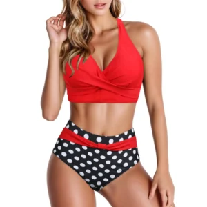 Sexy Polka Dot High Waist Bikini Swimsuit Female Swimwear
