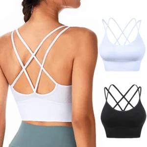 Women's Sexy Back Shockproof Fitness Crisscross Yoga  Tops Sportswear