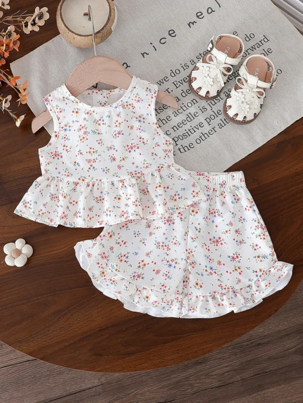 New Printed Sleeveless Top with Matching Printed Shorts