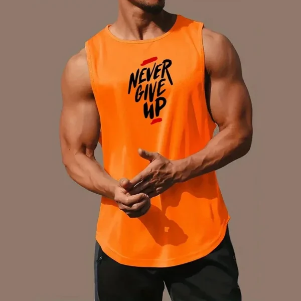 Never Give Up Men's Running Vest Loose Mesh