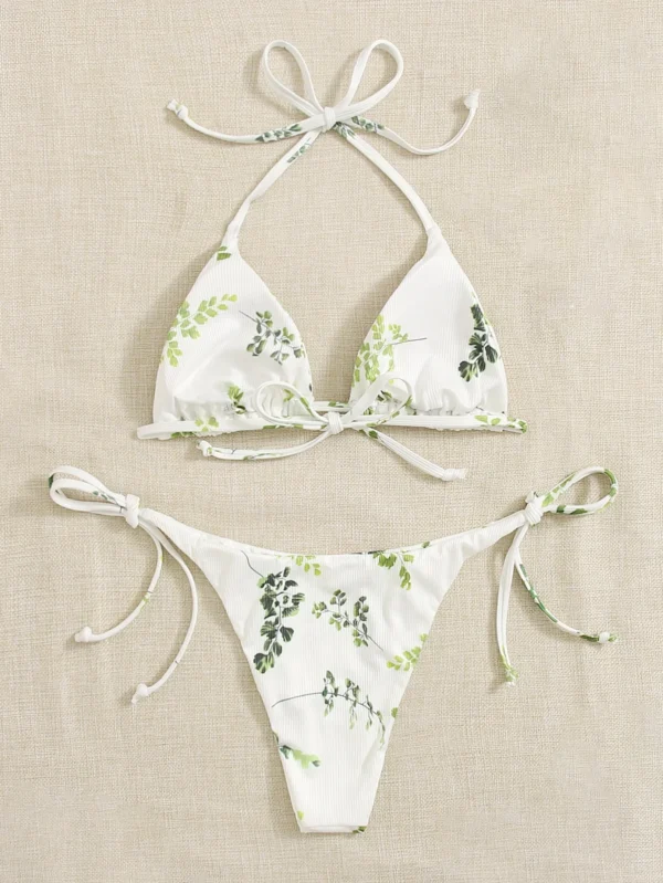Neck Women's Two-Piece Bikini, Suspender Bra - Image 2