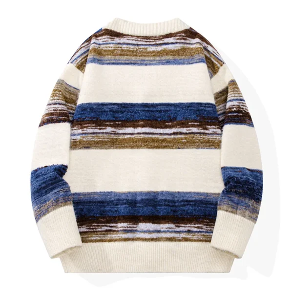 Retro Lazy Striped Cardigan Sweater Coat unisex - Image 2
