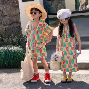 Brother Sister Clothes Loose Dress Kids Sibling Outfits