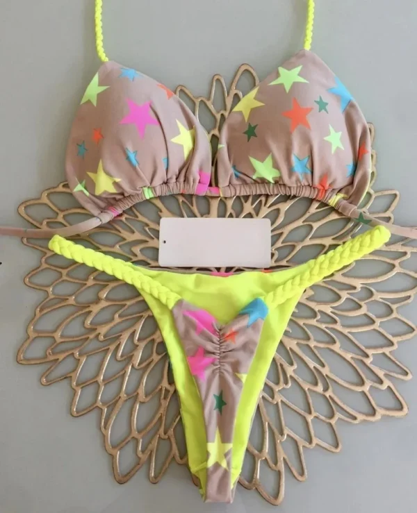 New Women's Bikini Split Print Swimwear Fashion G-string Beach Holiday - Image 3