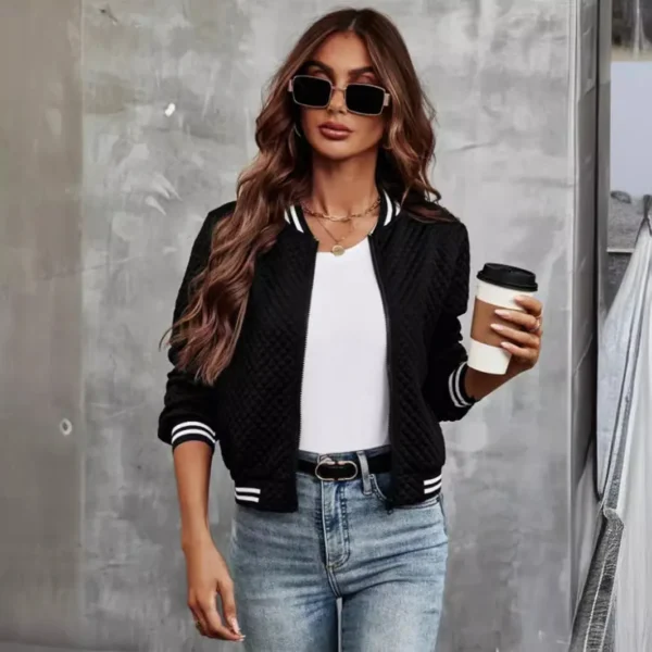 Women's Clothing New Fashion Zipper Baseball Jacket Jacket - Image 3